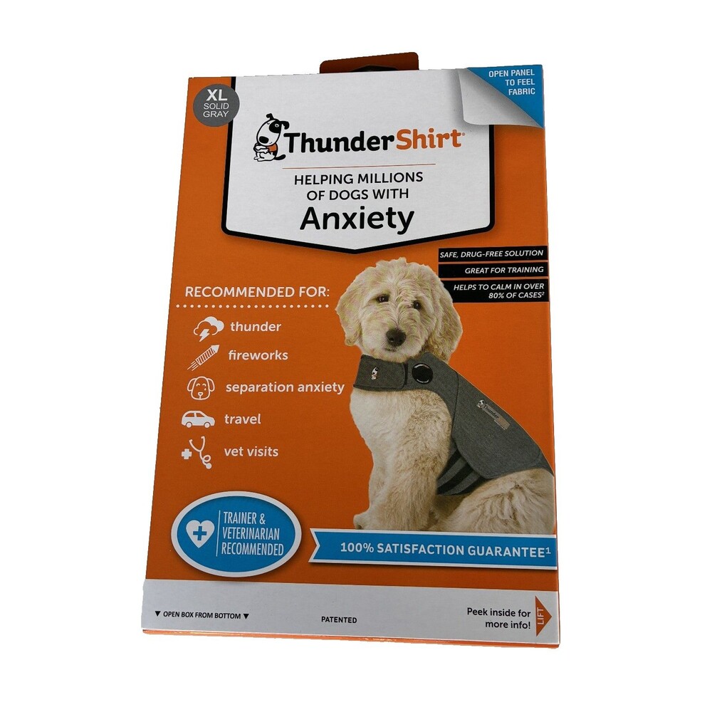 ThunderShirt XL 65-110 lbs Gray Anxiety Calming Wrap Vest *OPEN BOX* Great Dane